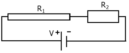 Circuito com resistores \( R_1 \) e \( R_2 \) em série