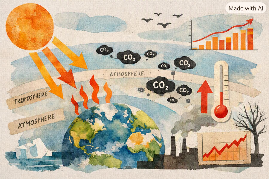 Ilustração sobre as mudanças climáticas