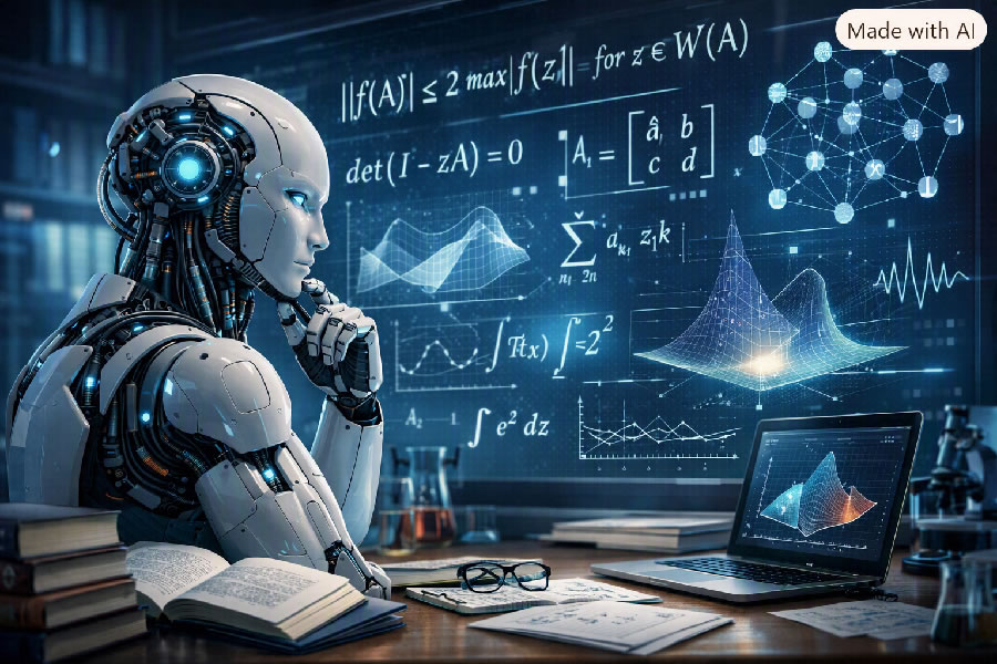 Ilustração sobre inteligência artificial e matemática