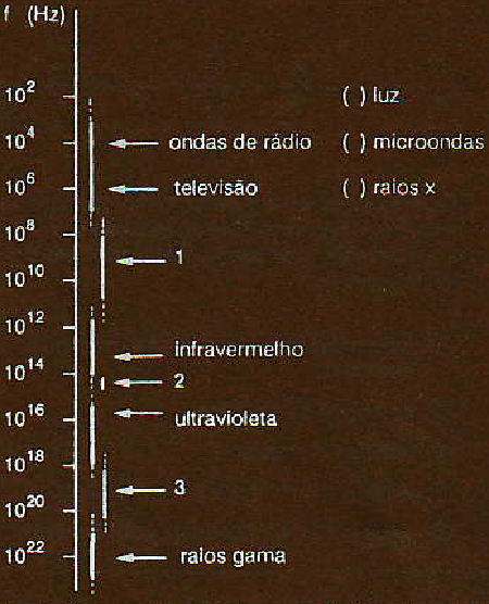 Associe cada radiação eletromagnética (coluna da direita) com o seu intervalo de frequência
